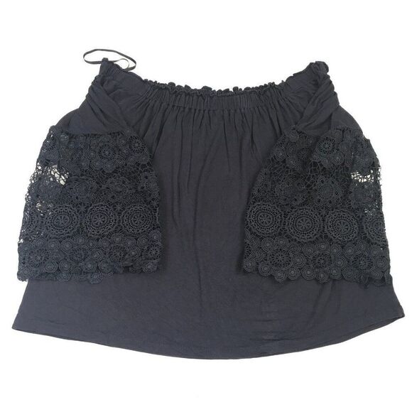 LOFT Tops - LOFT Womens Off The Shoulder Top Blue Lace 3/4 Sleeve Shirt Stretch PL Petites